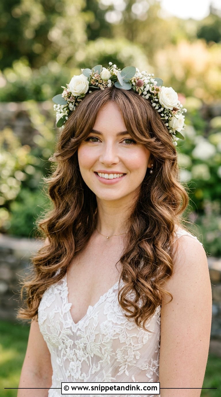Curtain Bangs With Loose Curls - Snippet and Ink - 20 Bridal Hair Bangs Ideas