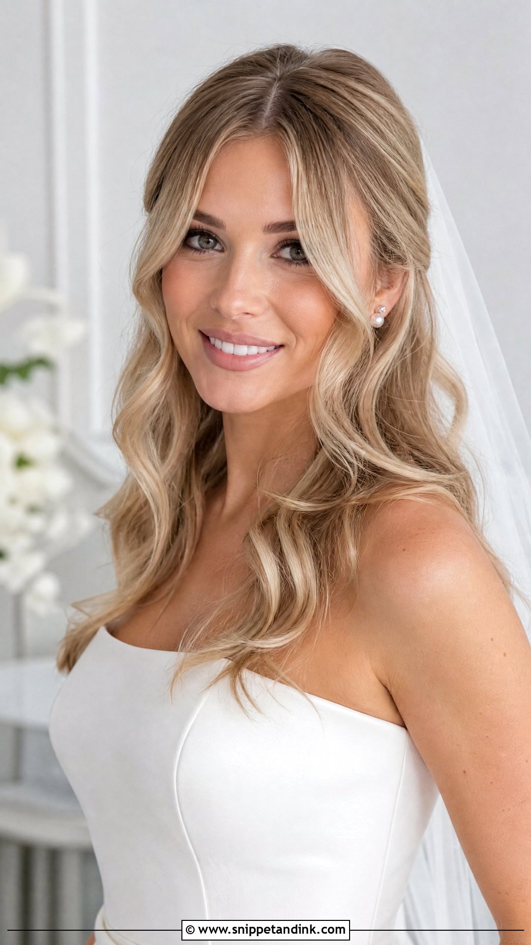 Curtain Bangs With Loose Curls - Snippet and Ink - 20 Bridal Curls Down