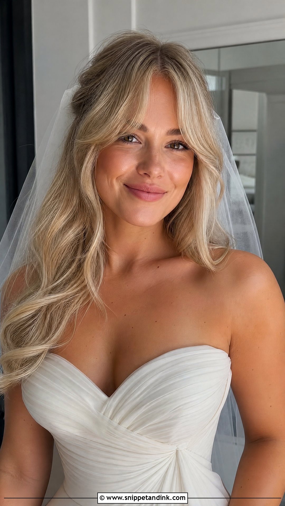 Curtain Bangs With Loose Waves - Snippet and Ink - 20 Wedding Hairstyles Bangs