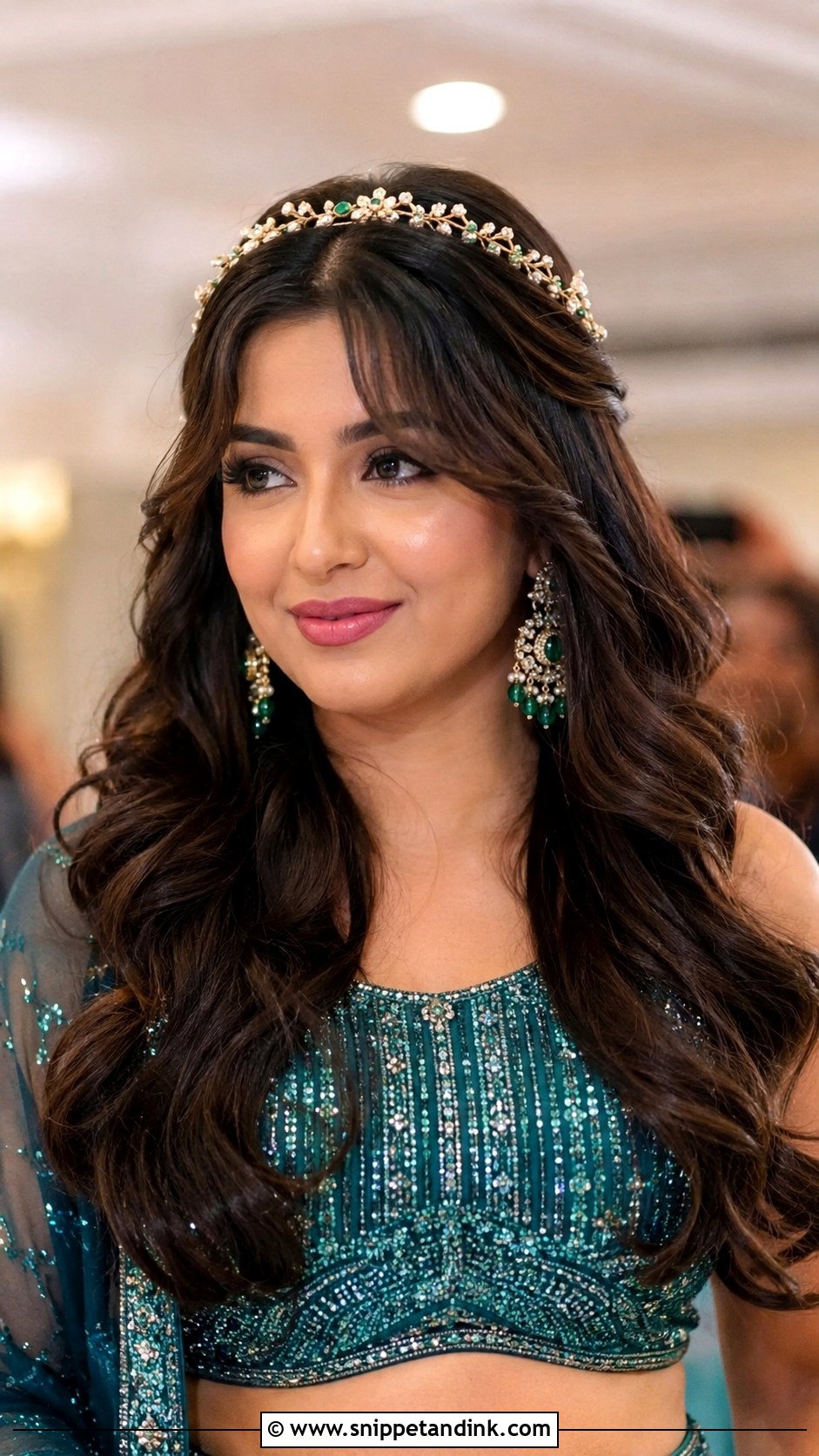 Curtain Bangs With Open Curls - Snippet and Ink - 25 Open Hair Indian Bride Ideas