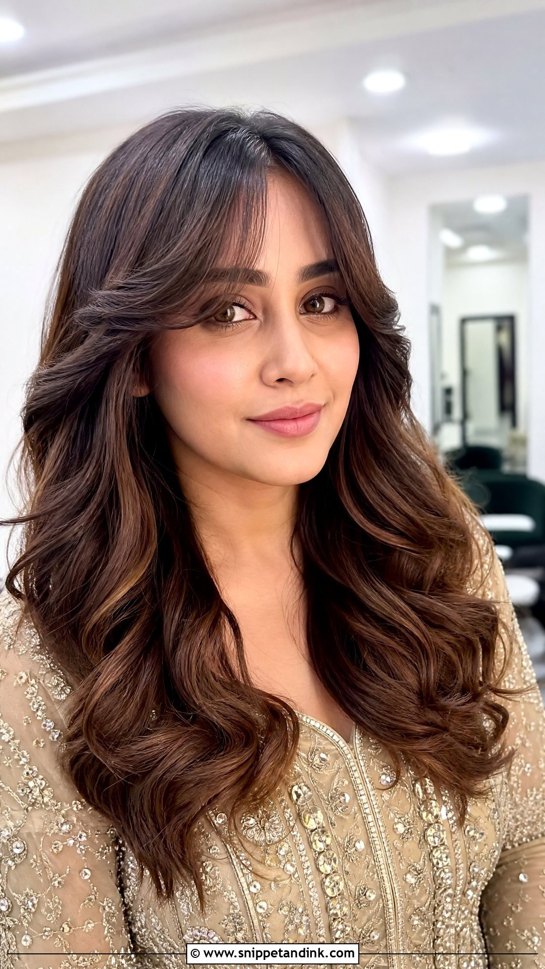 Curtain Bangs With Open Hair - Snippet and Ink - 30 Engagement Hairstyles Front Look
