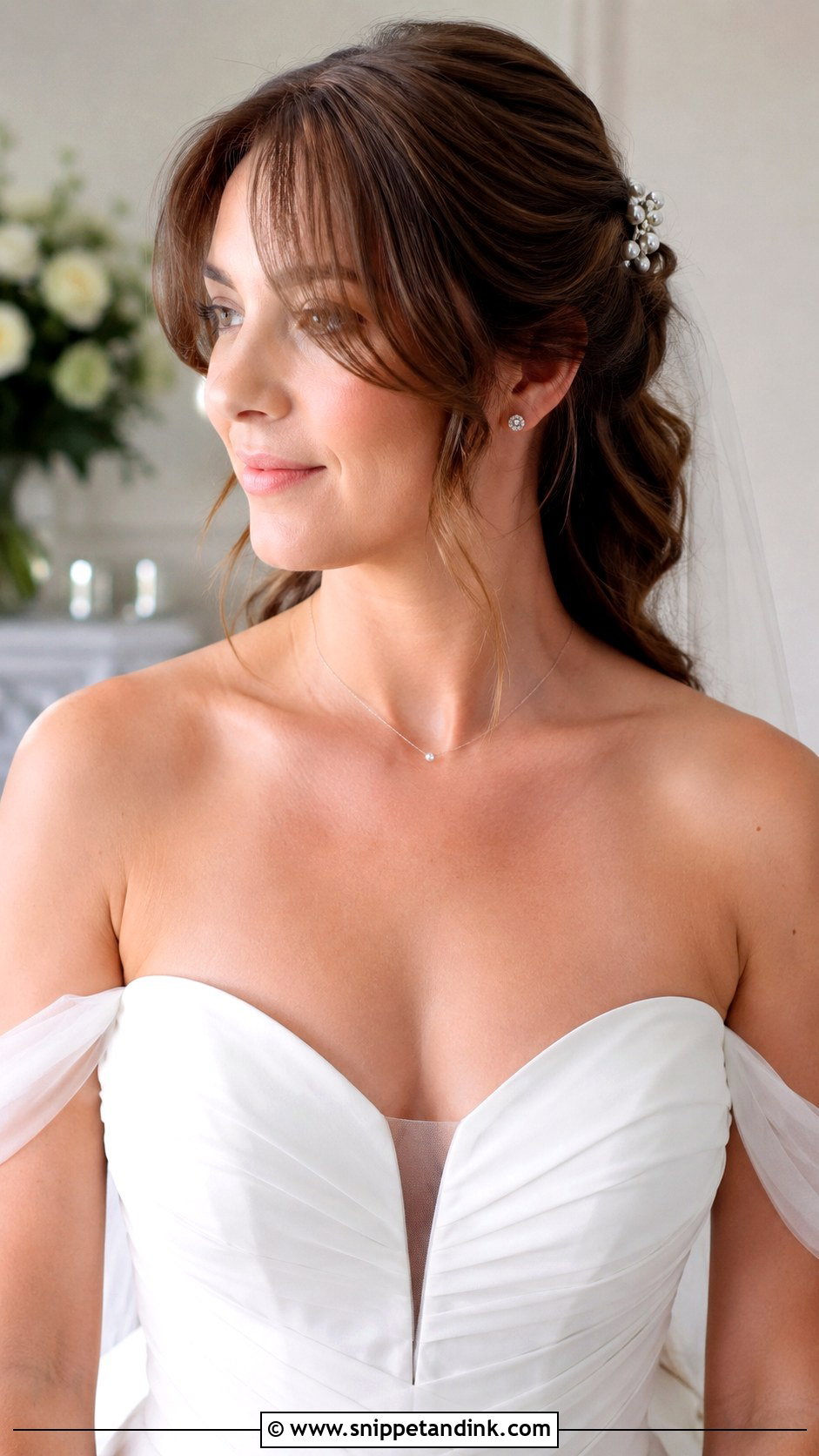 Curtain Bangs With Pinned Back Hair - Snippet and Ink - 25 Bride Hairstyles with Bangs