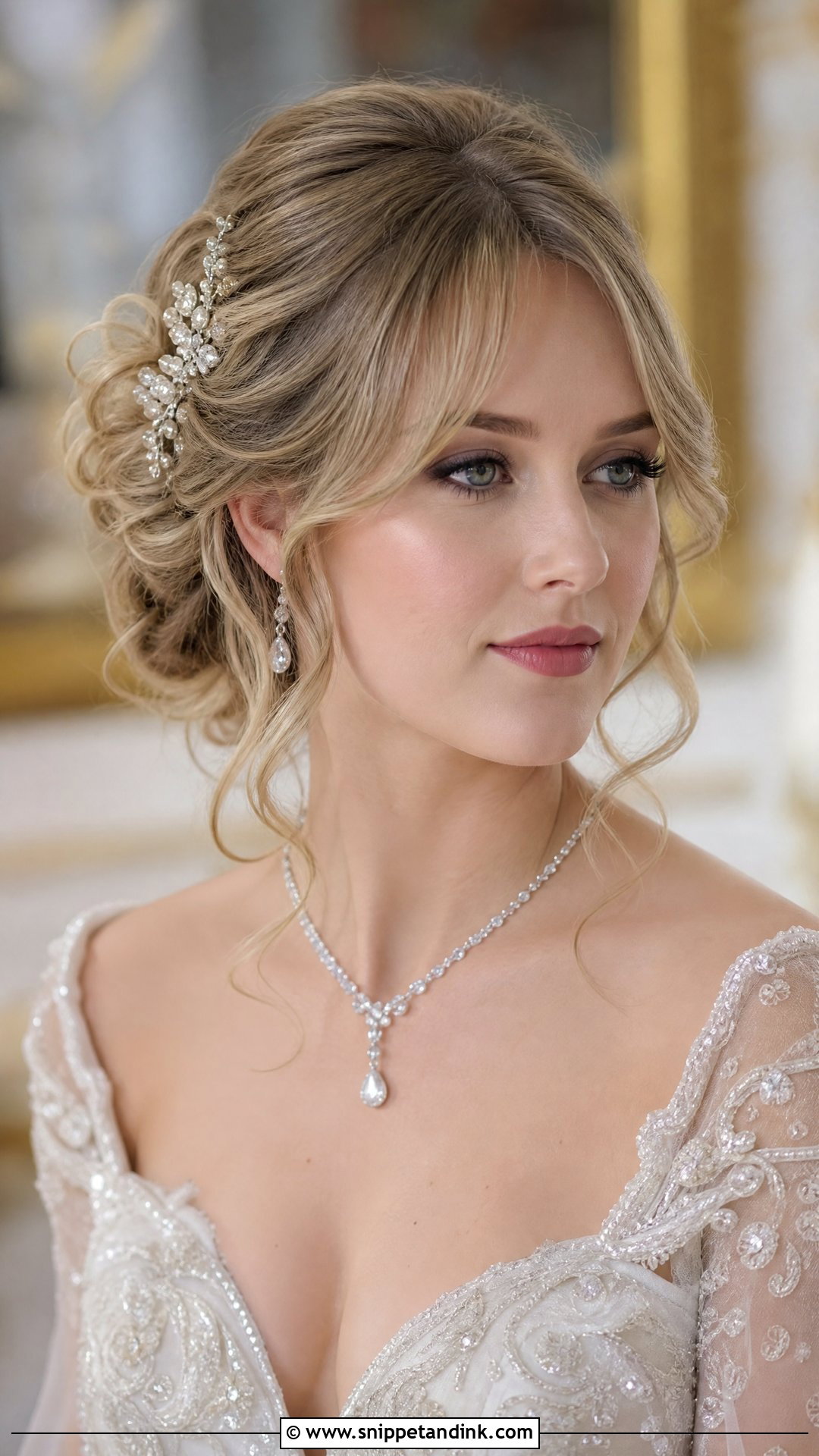 Curtain Bangs With Pinned Waves - Snippet and Ink - 30 Wedding Hair with Bangs Ideas