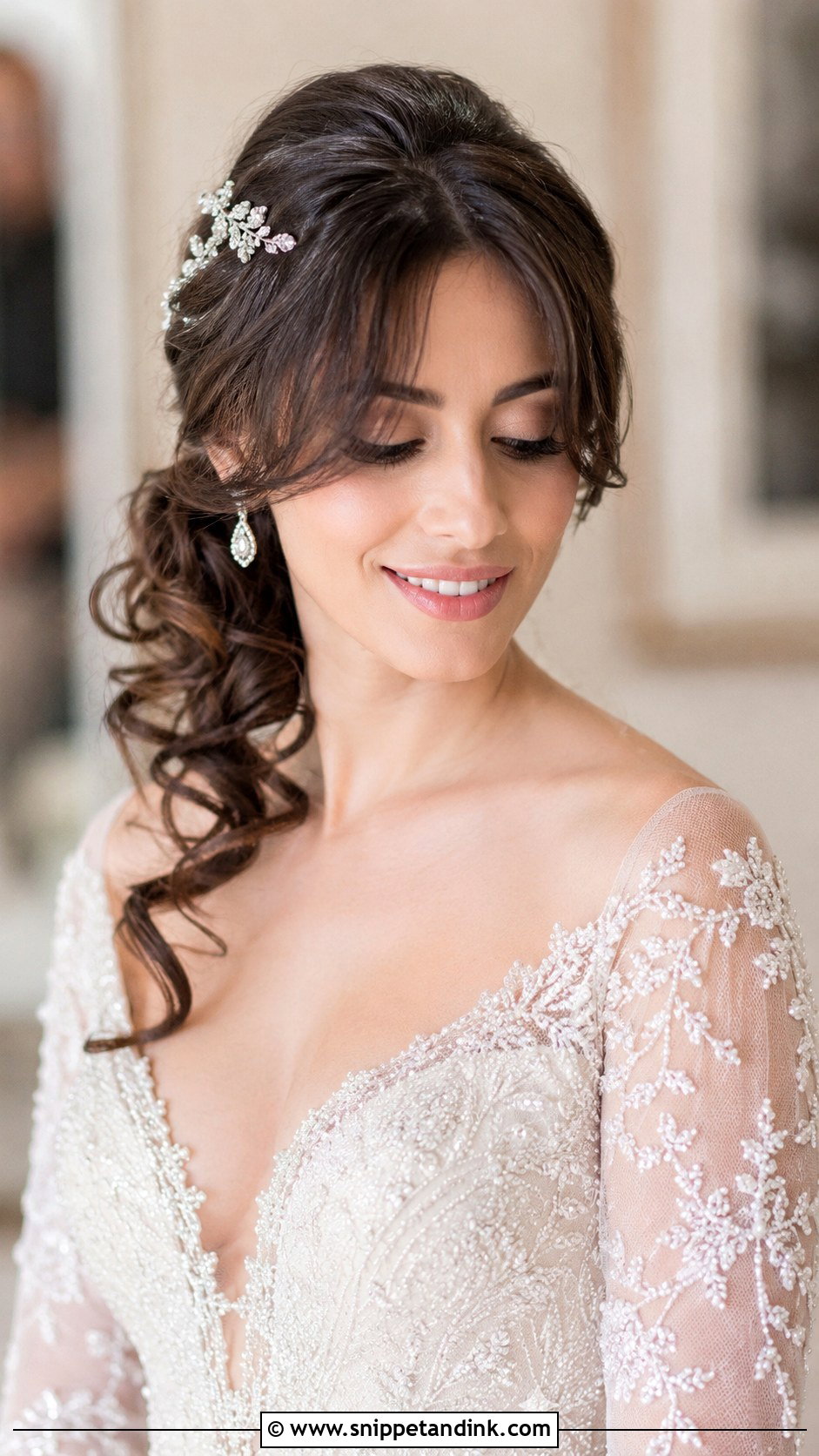 Curtain Bangs With Side Swept Updo - Snippet and Ink - 25 Curtain Bangs Wedding Hair Ideas