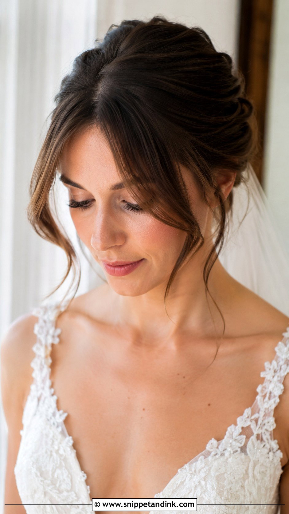 Curtain Bangs With Updo - Snippet and Ink - 20 Winter Wedding Hair Ideas