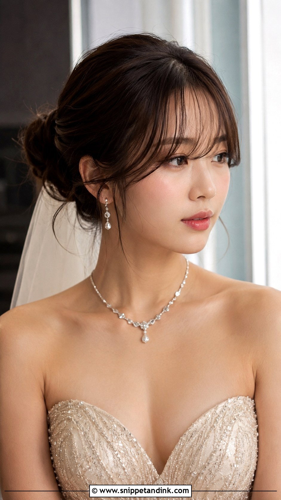 Curtain Bangs With Updo - Snippet and Ink - 25 Asian Bridal Hair Ideas