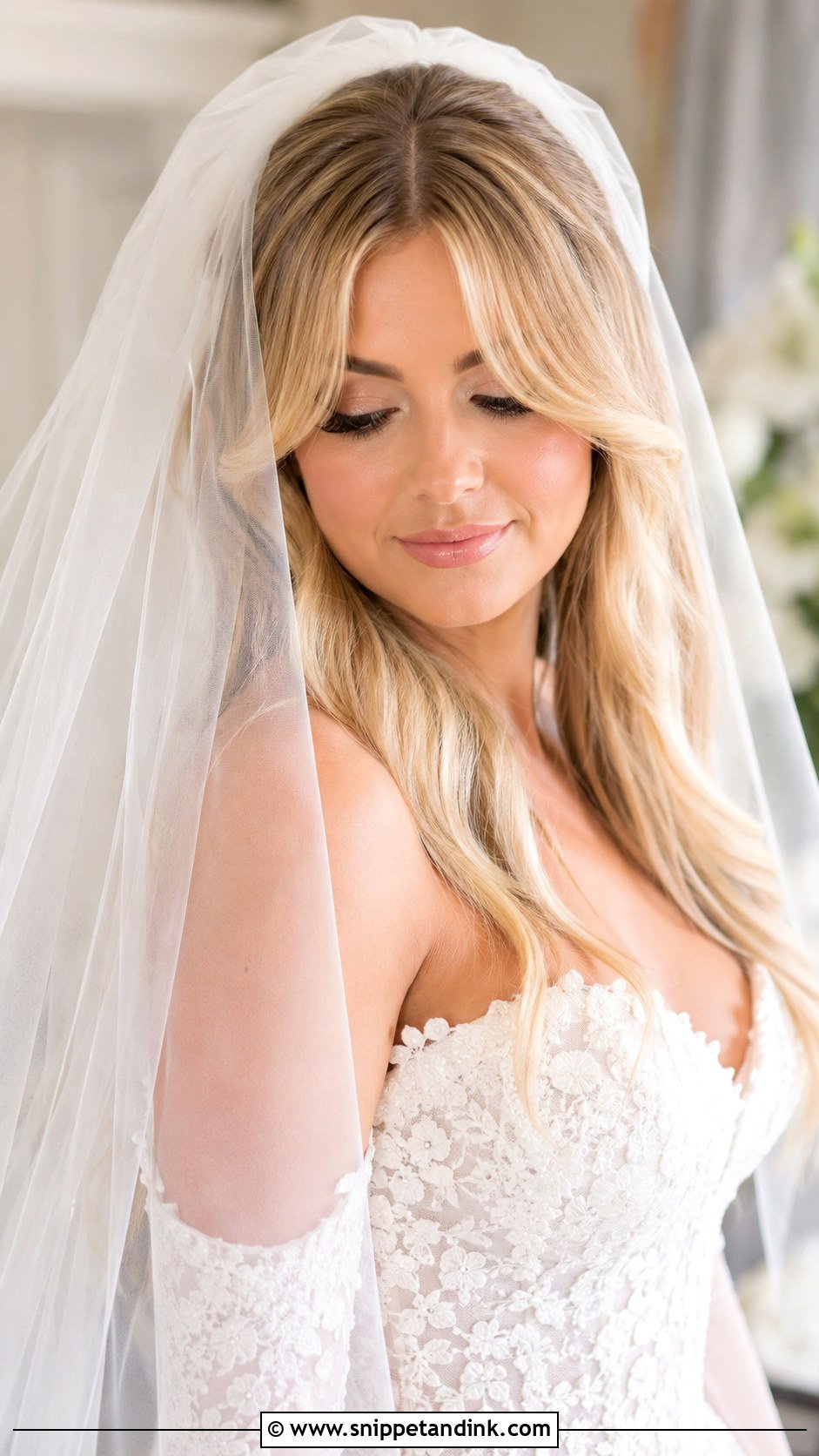 Curtain Bangs With Veil - Snippet and Ink - 30 Wedding Hair with Bangs Ideas