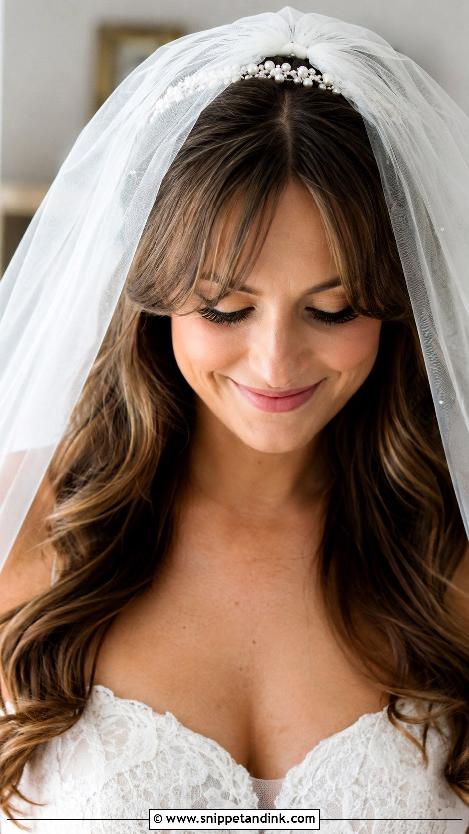 Curtain Bangs With Veil - Snippet and Ink - 25 Curtain Bangs Wedding Hair Ideas