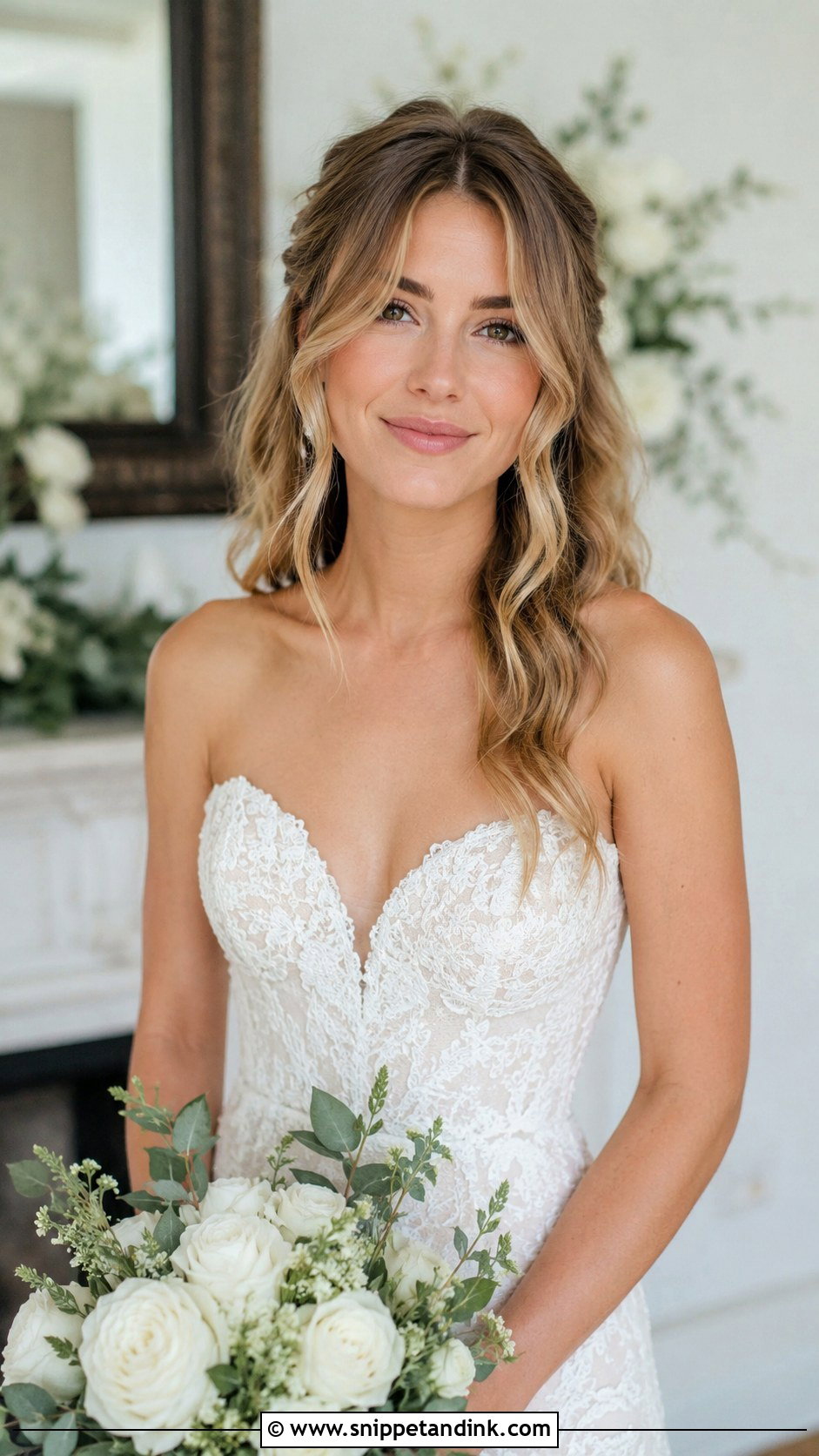 Curtain Bangs With Waves - Snippet and Ink - 35 Bridal Hair Ideas