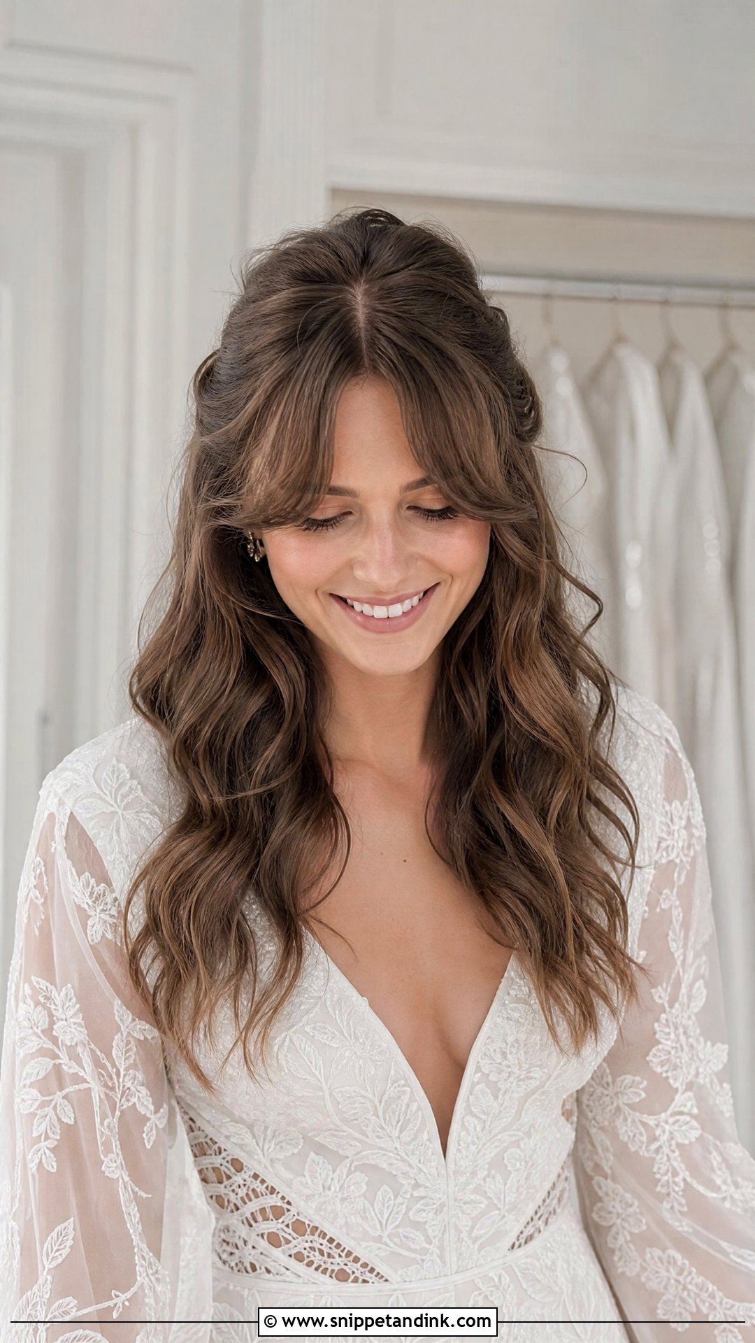 Curtain Bangs With Waves - Snippet and Ink - 20 Medium Wedding Hairstyles