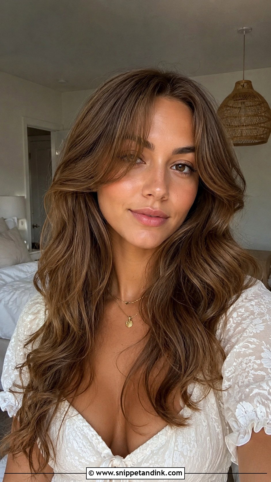 Curtain Bangs With Waves for Engagement - Snippet and Ink - 20 Hairstyle for Engagement Look Ideas
