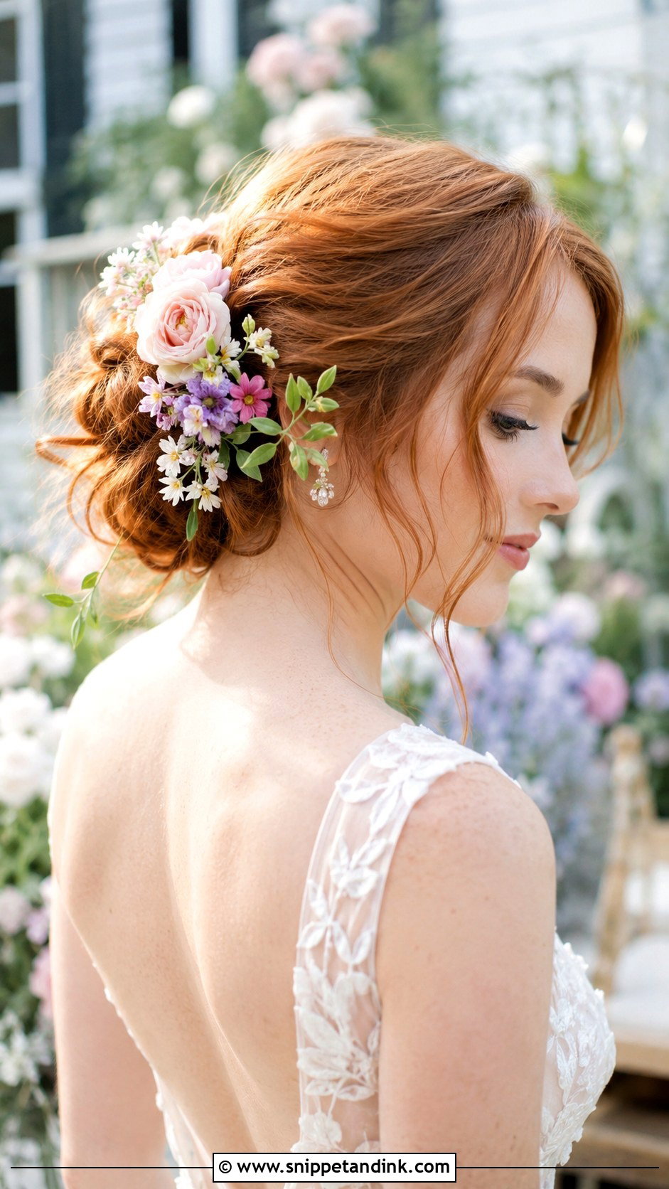 Curtain Bangs with Updo for Red Hair - Snippet and Ink - 25 Red Hair Wedding Hairstyles