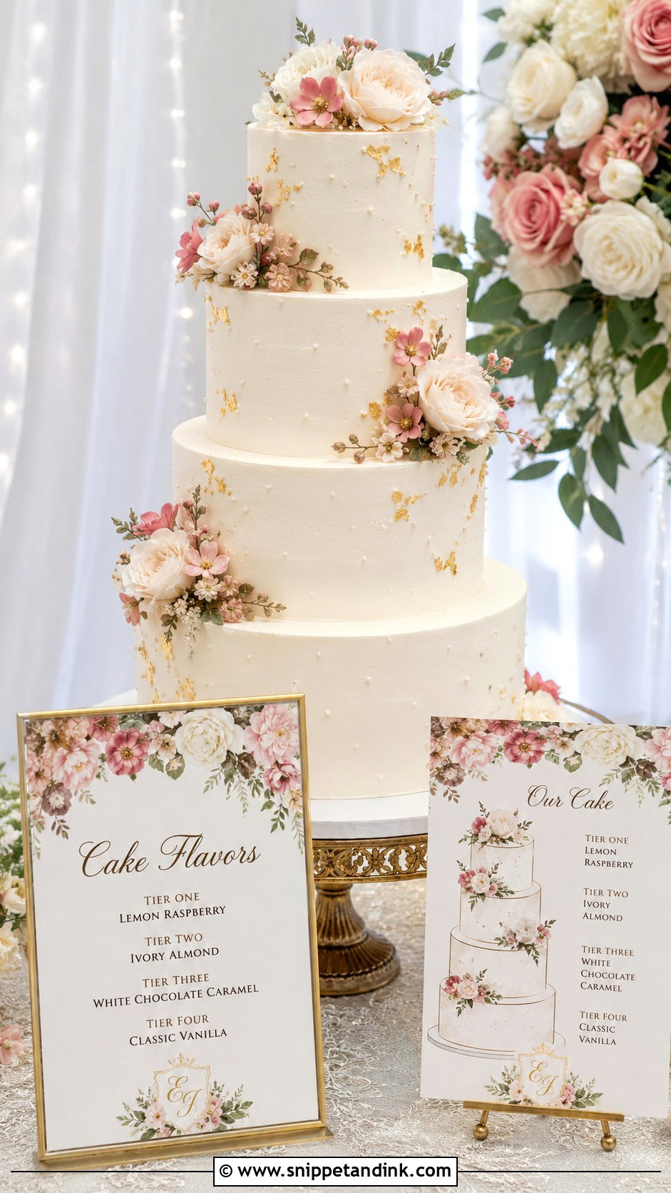 Custom Illustrated Wedding Cake Flavor Sign - Snippet and Ink - 20 Wedding Cake Flavour Sign Ideas