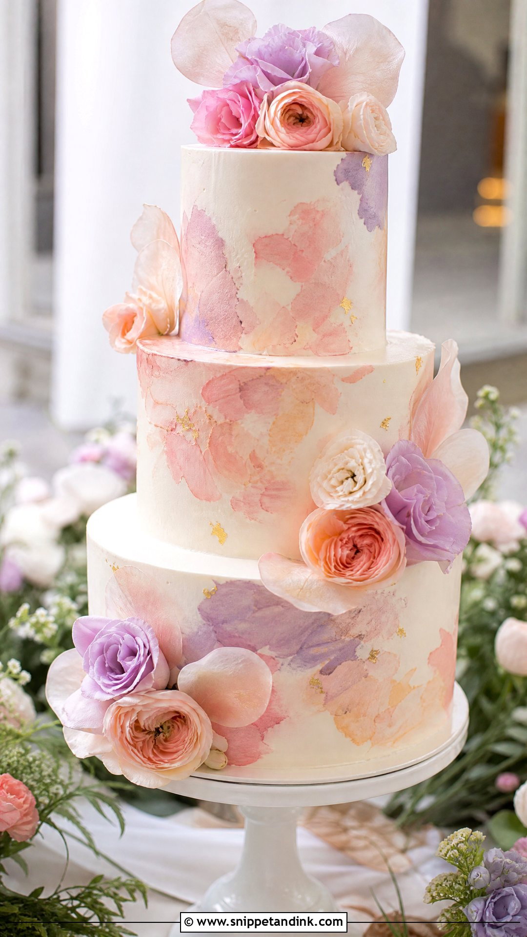 Custom Watercolor Wedding Cake - Snippet and Ink - 25 Custom Cakes for Wedding