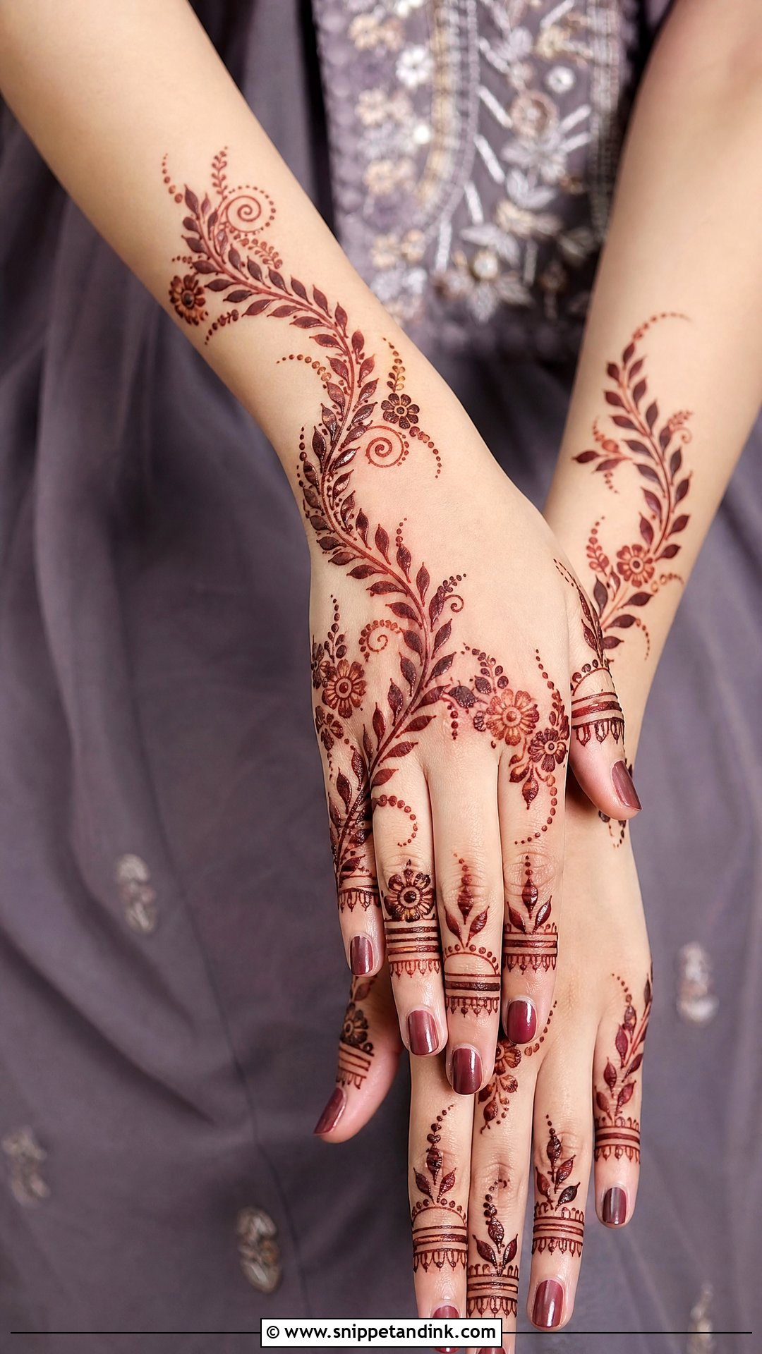 Cut Work Leafy Trail Mehndi Design - Snippet and Ink - 30 Cut Work Mehndi Design Ideas