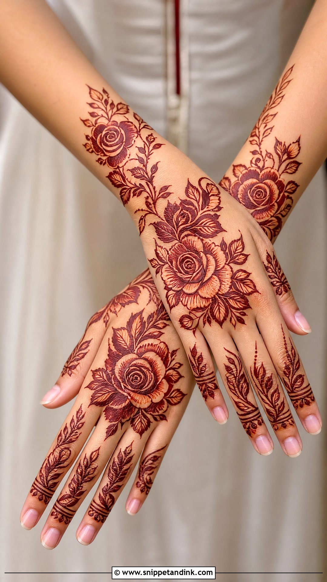 Cut Work Rose Mehndi Design - Snippet and Ink - 30 Cut Work Mehndi Design Ideas