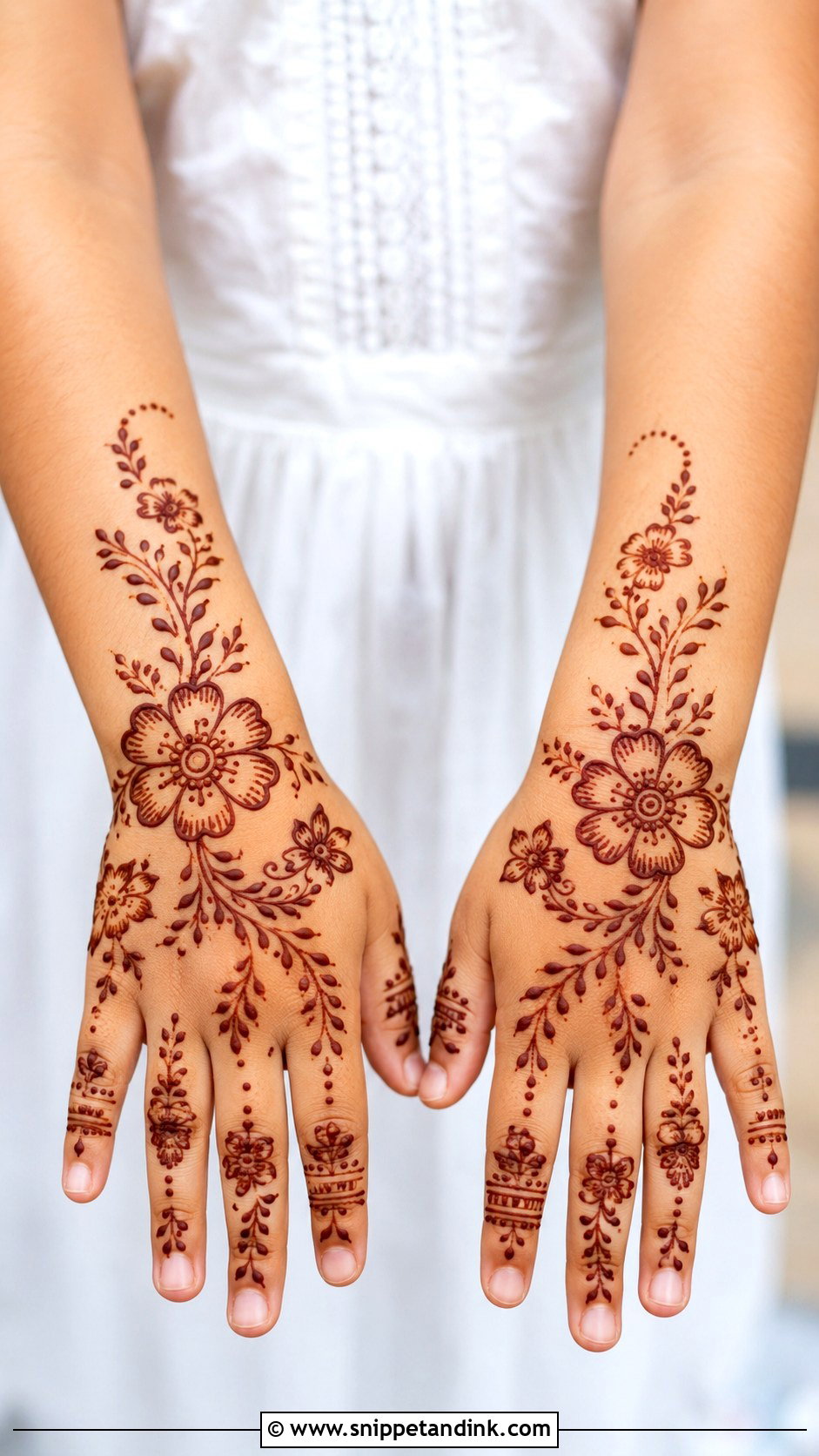 Cute Flower Mehndi Design For Kids - Snippet and Ink - 30 Kids Children Mehndi Designs