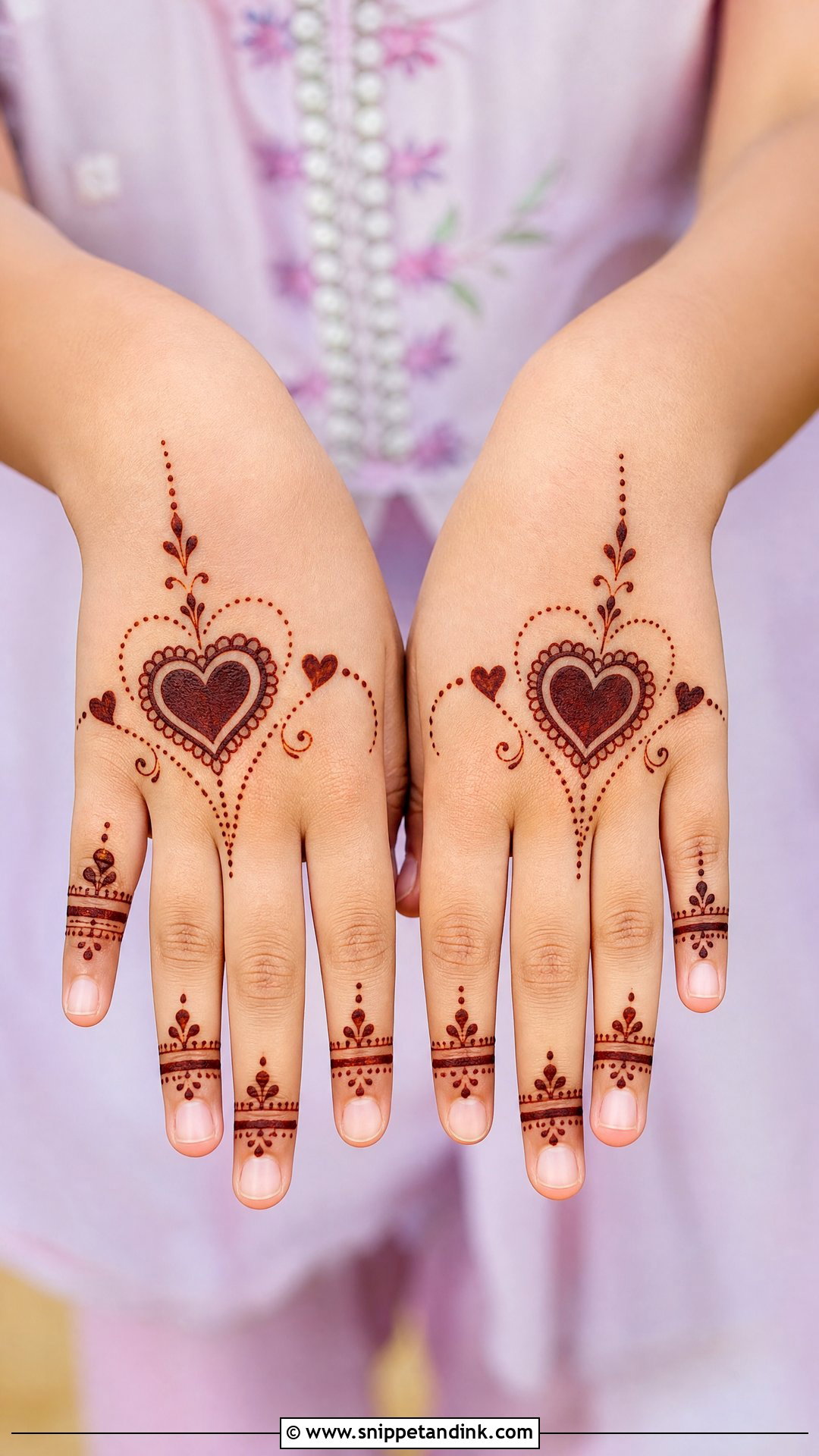 Cute Heart Kids Mehndi Design - Snippet and Ink - 25 Small Kids Mehndi Designs