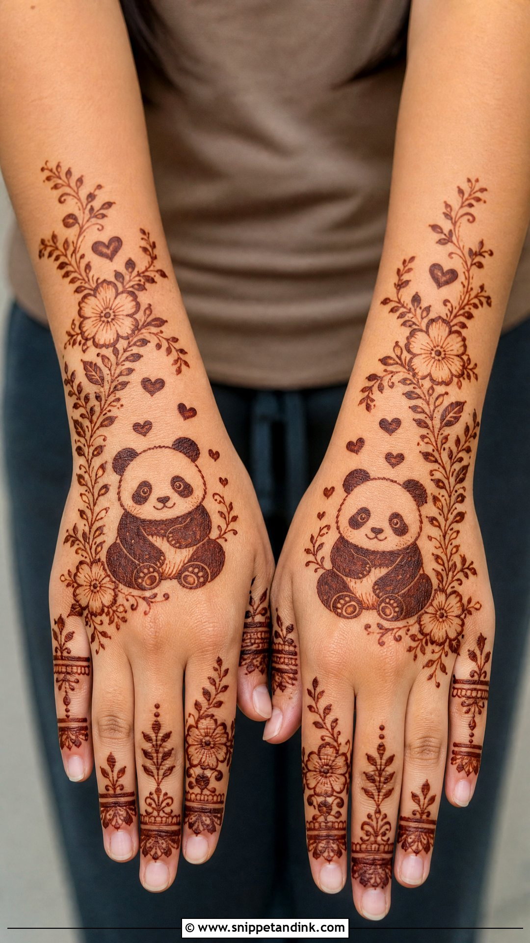 Cute Panda Mehndi Design - Snippet and Ink - 30 Panda Mehndi Design Ideas