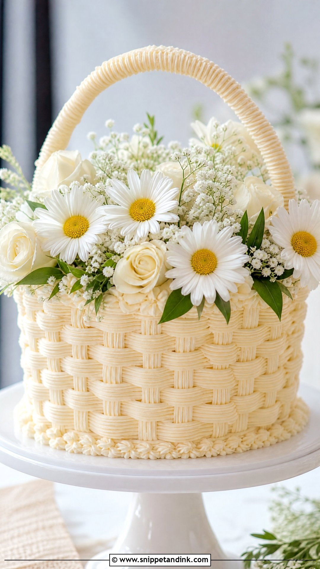 Daisy Flower Basket Wedding Cake - Snippet and Ink - 25 Flower Basket Cake Ideas for Wedding