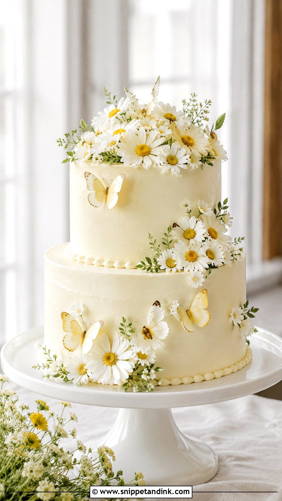 Daisy Flower Butterfly Wedding Cake - Snippet and Ink - 20 Flower Butterfly Cake Ideas for Wedding