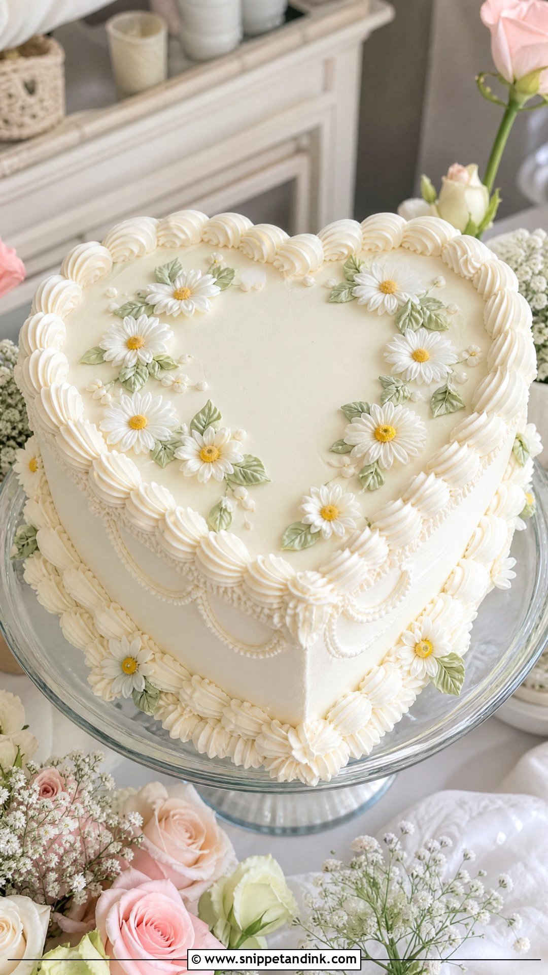 Daisy Heart Wedding Cake - Snippet and Ink - 25 Daisy Themed Cake Ideas for Wedding