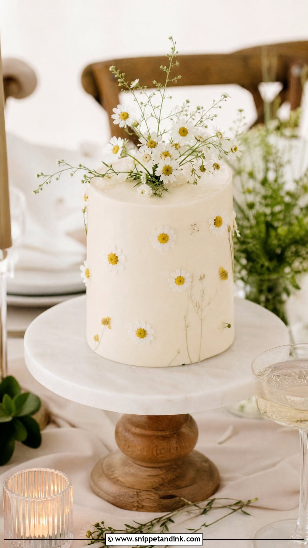 Daisy Mini Wedding Cake - Snippet and Ink - 25 Daisy Themed Cake Ideas for Wedding