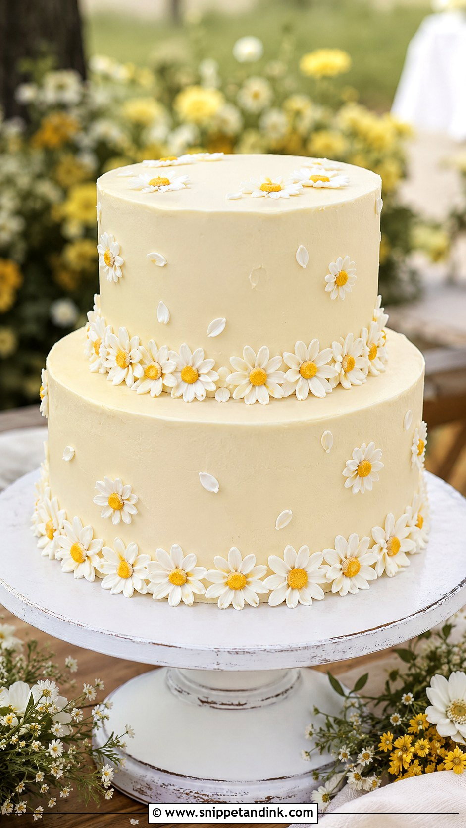 Daisy Petal Wedding Cake - Snippet and Ink - 20 Flower Petal Wedding Cake Ideas