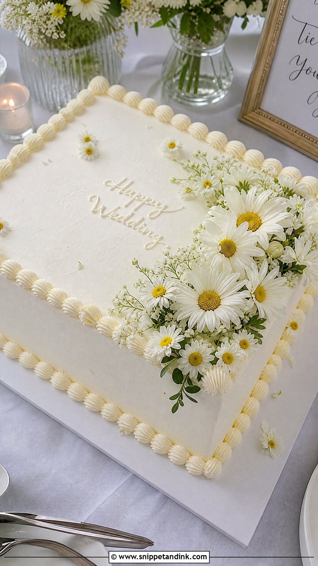 Daisy Sheet Wedding Cake - Snippet and Ink - 25 Daisy Themed Cake Ideas for Wedding