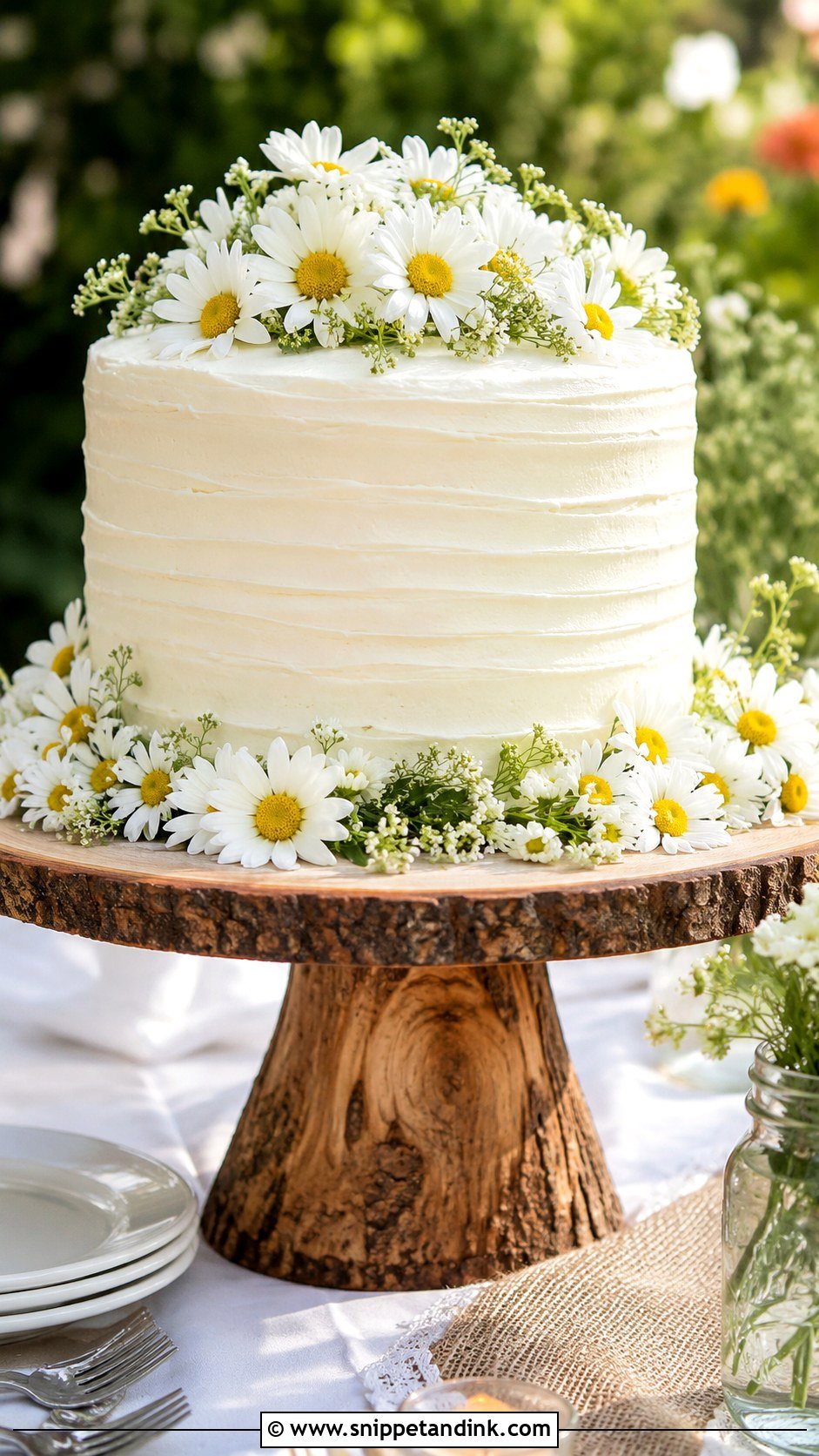 Daisy Wedding Cake - Snippet and Ink - 20 Flowers Around Cake Ideas for Wedding