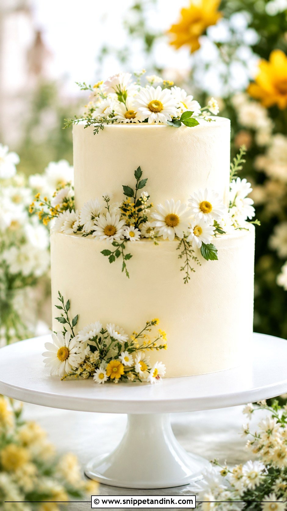 Daisy Wedding Cake - Snippet and Ink - 20 Garden Wedding Cake Ideas