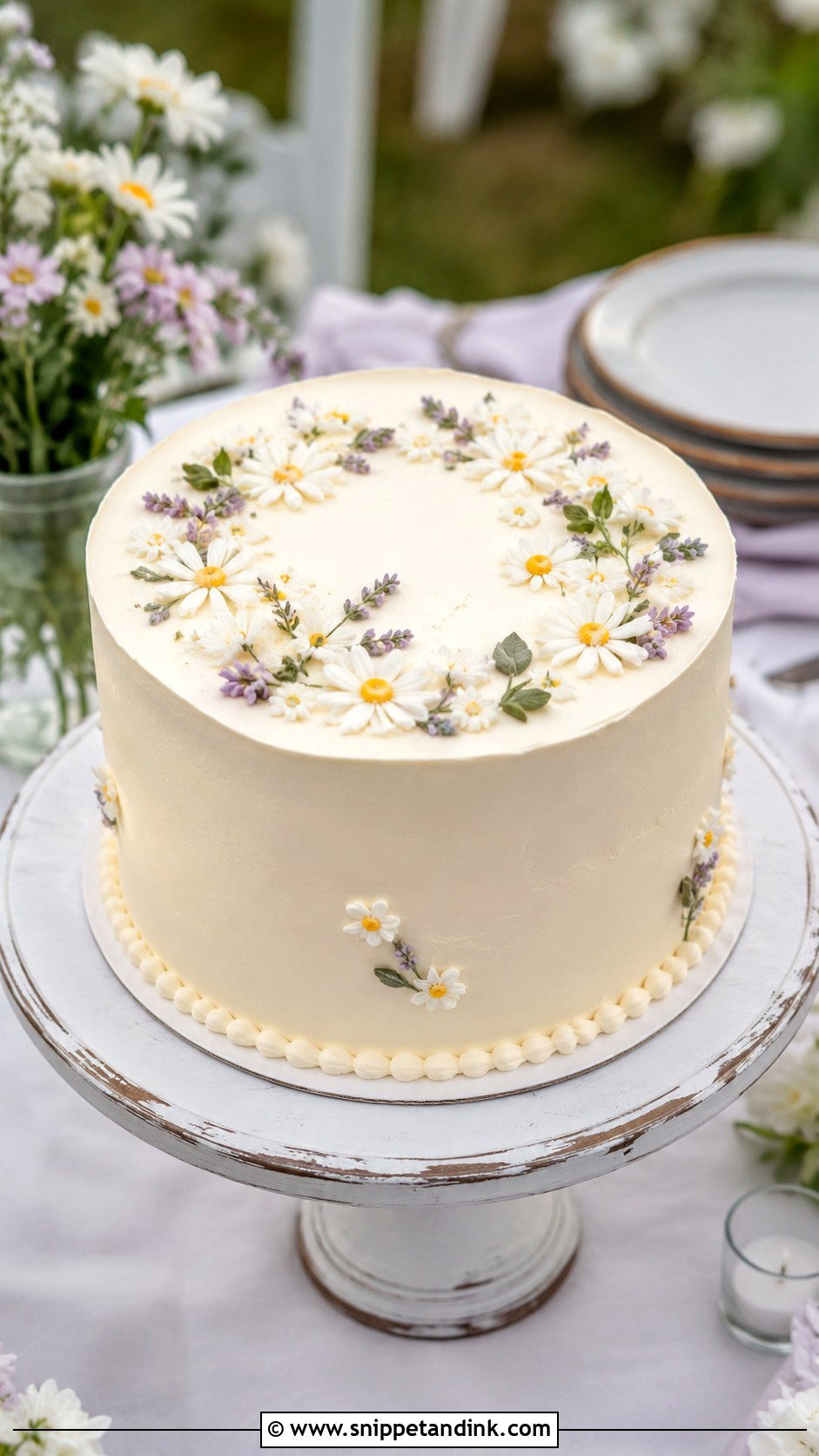 Daisy Wedding Cake - Snippet and Ink - 20 Spring Flower Cake Ideas for Wedding