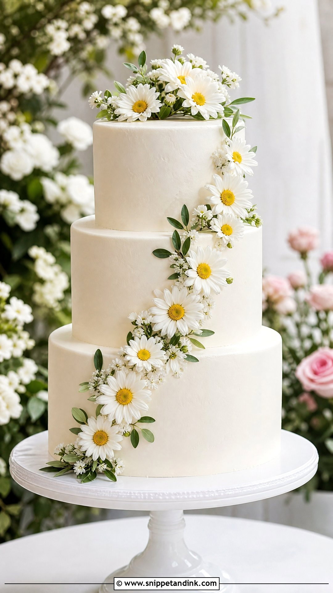 Daisy Wedding Cake - Snippet and Ink - 25 Daisy Themed Cake Ideas for Wedding
