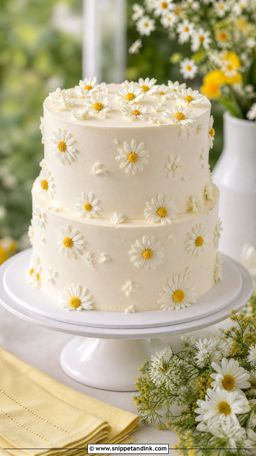 Daisy Wedding Cake - Snippet and Ink - 25 Flower Theme Cake Ideas for Wedding