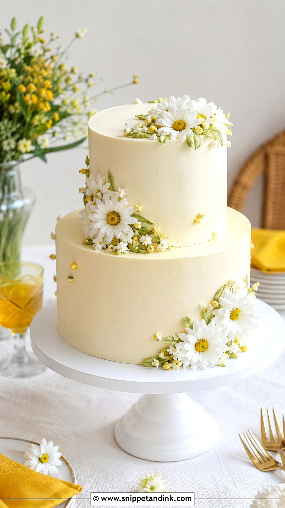 Daisy Wedding Cake - Snippet and Ink - 30 Spring Flowers Wedding Cake Ideas