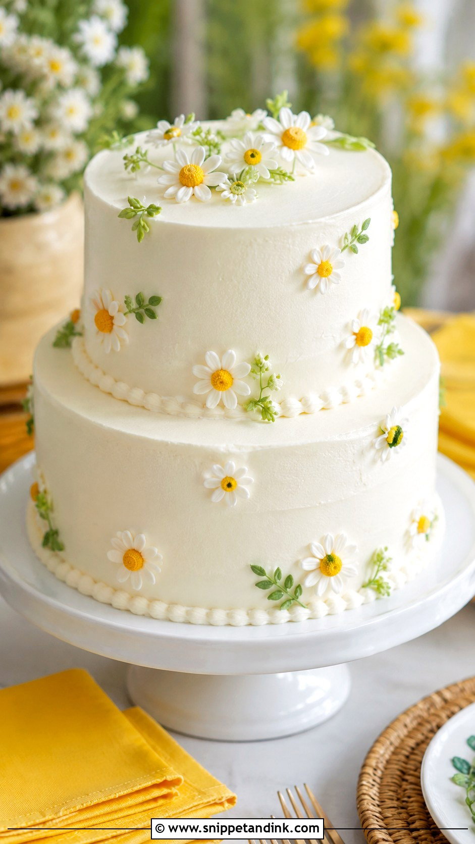Daisy Wedding Cake - Snippet and Ink - 20 Aesthetic Floral Cake Ideas for Wedding