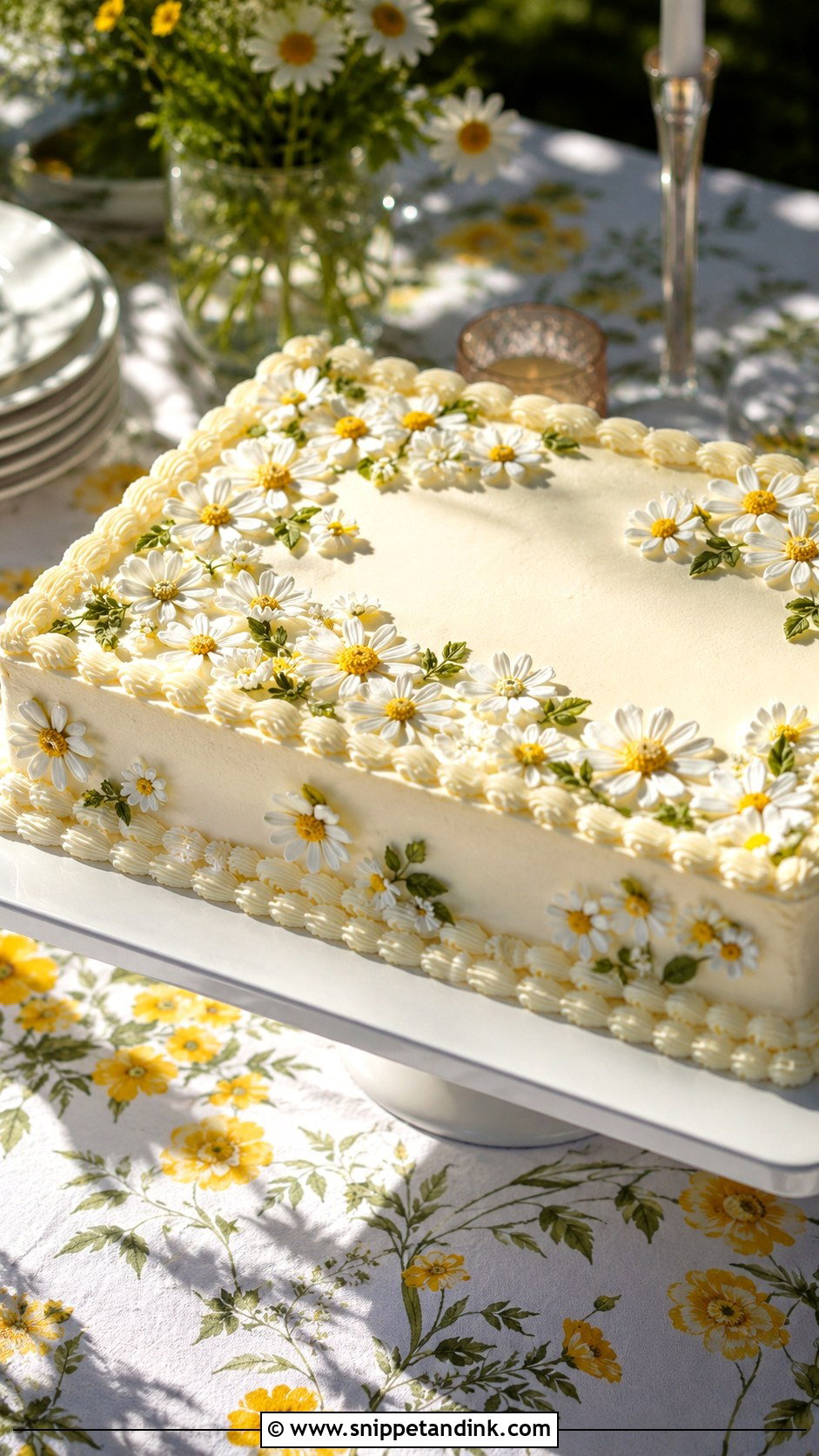 Daisy Wedding Sheet Cake - Snippet and Ink - 20 Summer Sheet Cake Designs for Wedding