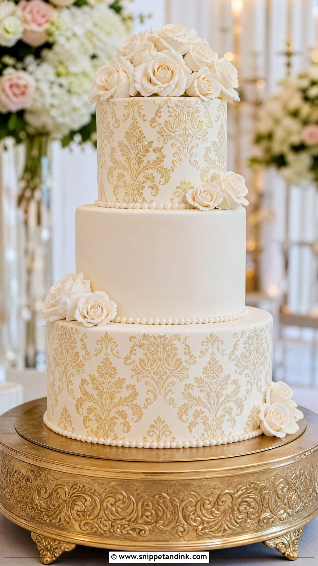 Damask Wedding Cake - Snippet and Ink - 20 Pattern Cake Ideas for Wedding