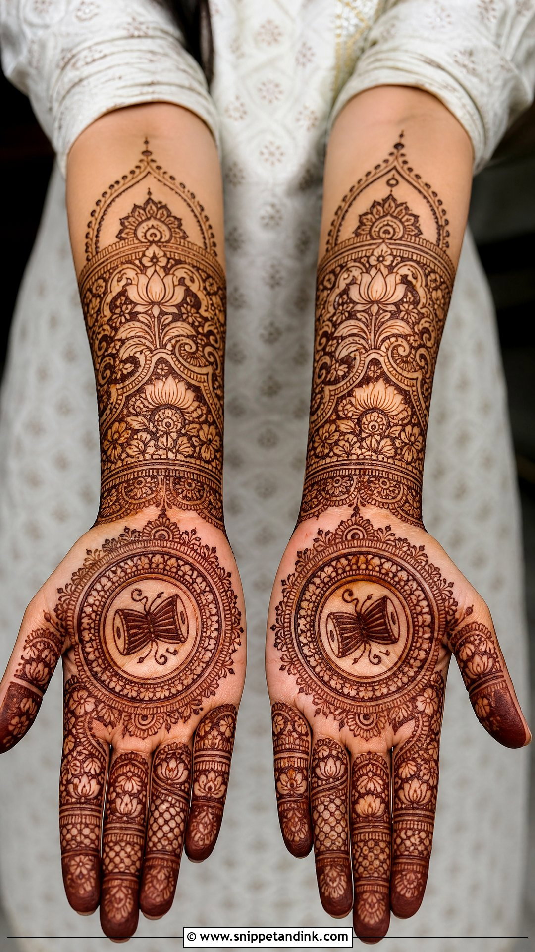 Damru Bridal Instruments Mehndi Design - Snippet and Ink - 20 Bridal Instruments Mehndi Designs