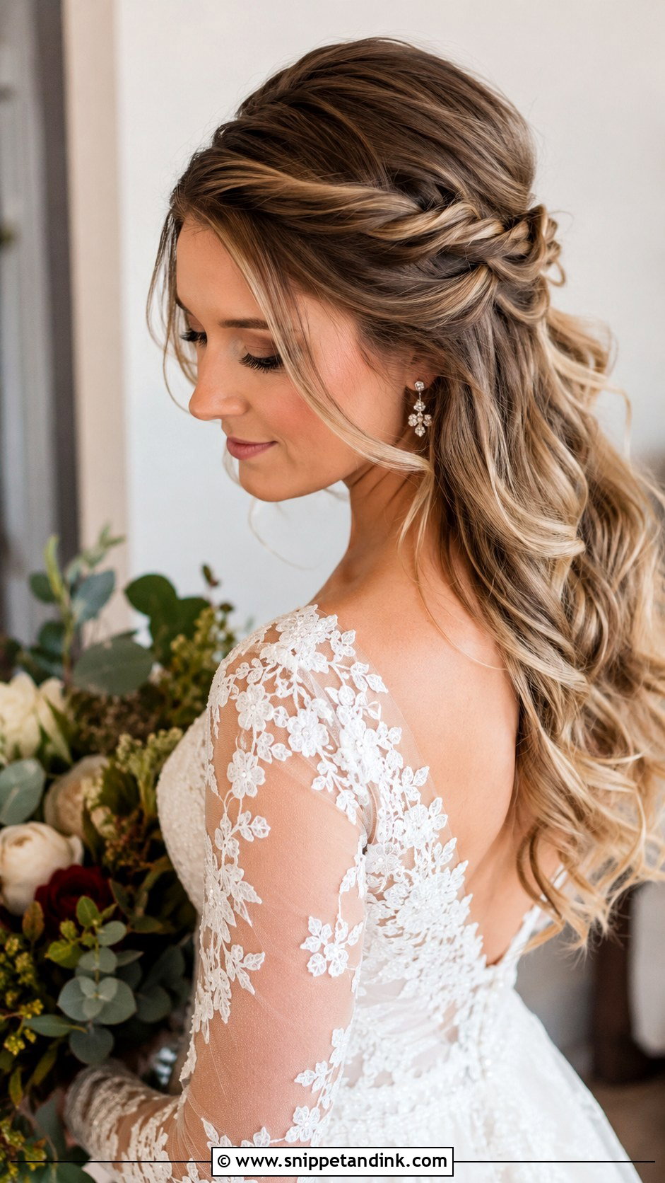 Dark Blonde Twisted Half Updo - Snippet and Ink - 25 Blonde Wedding Hair Ideas