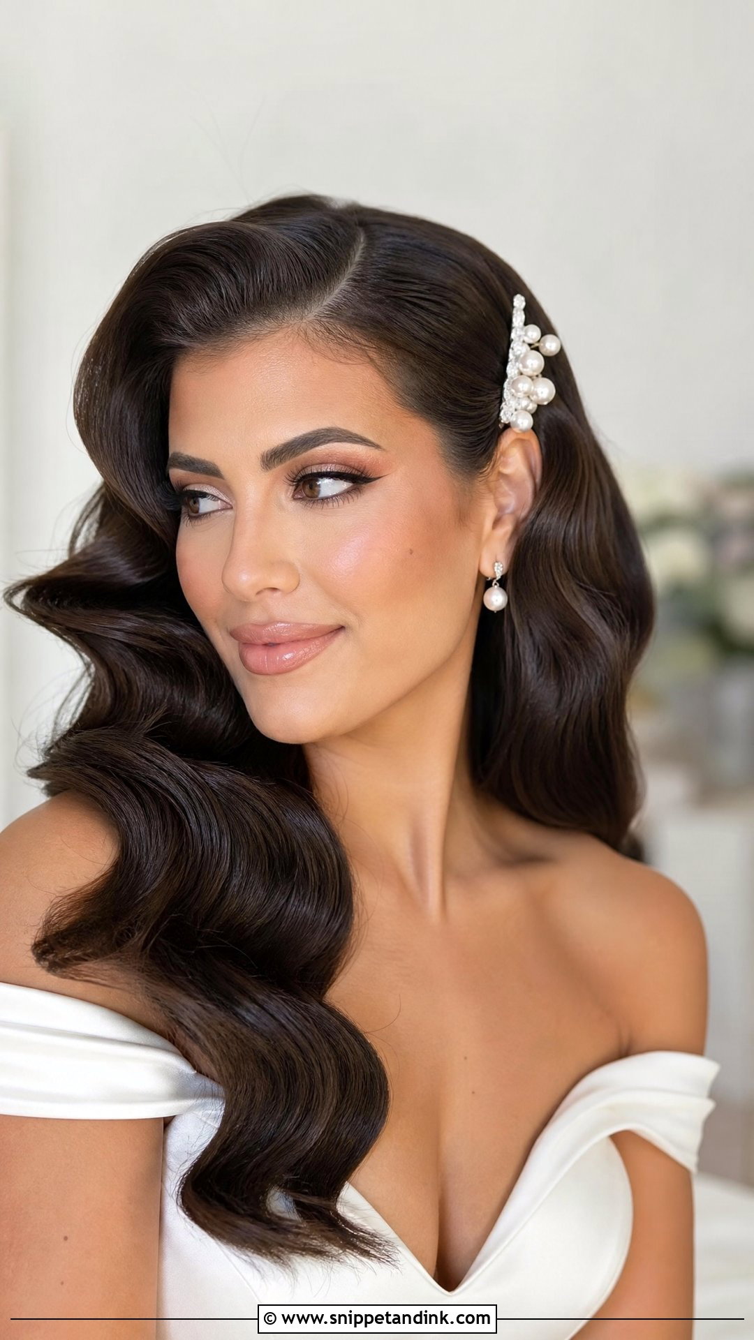 Dark Bridal Hollywood Waves - Snippet and Ink - 15 Dark Bridal Hair Ideas