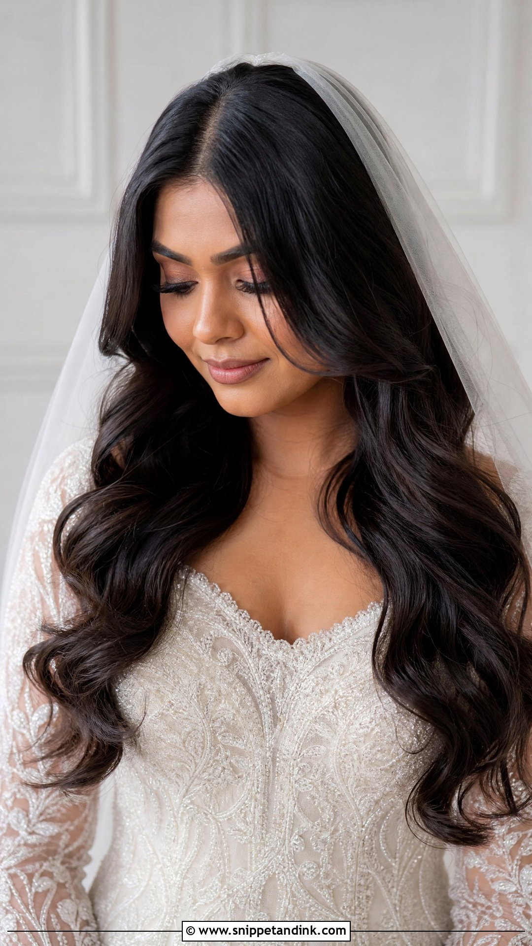 Dark Bridal Long Loose Waves - Snippet and Ink - 15 Dark Bridal Hair Ideas