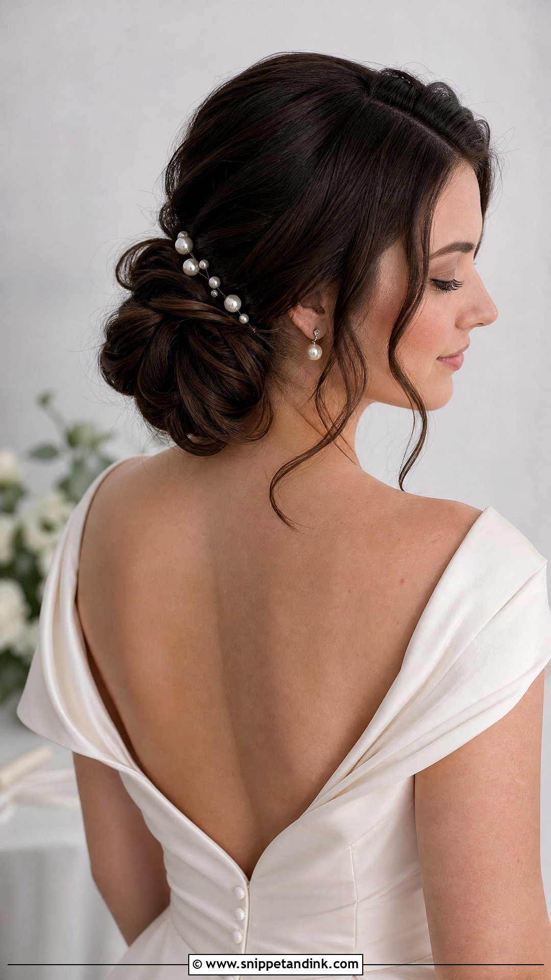 Dark Bridal Low Bun - Snippet and Ink - 15 Dark Bridal Hair Ideas