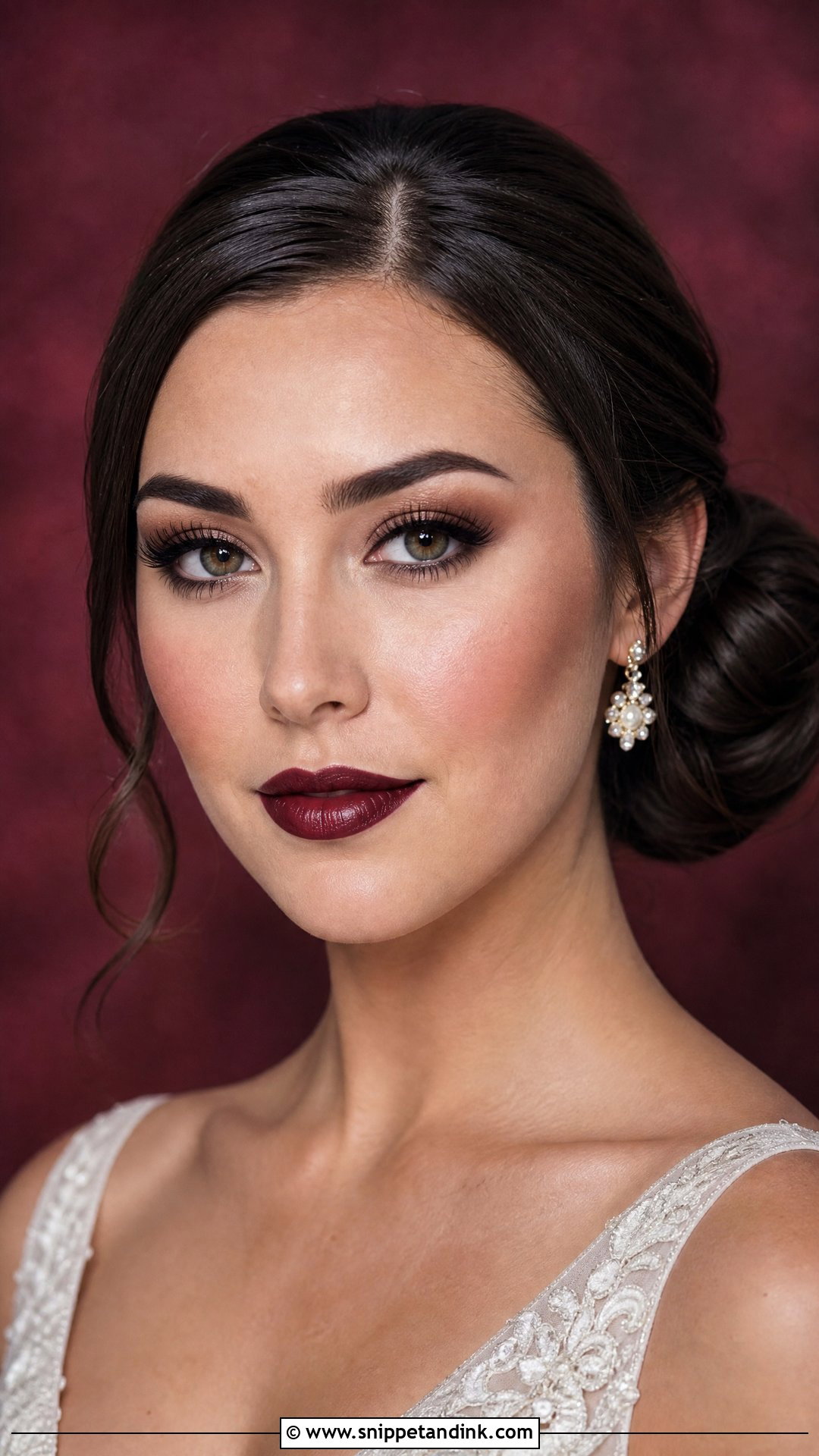 Dark Bridal Makeup With Black Cherry Lip - Snippet and Ink - 20 Dark Bridal Makeup Ideas