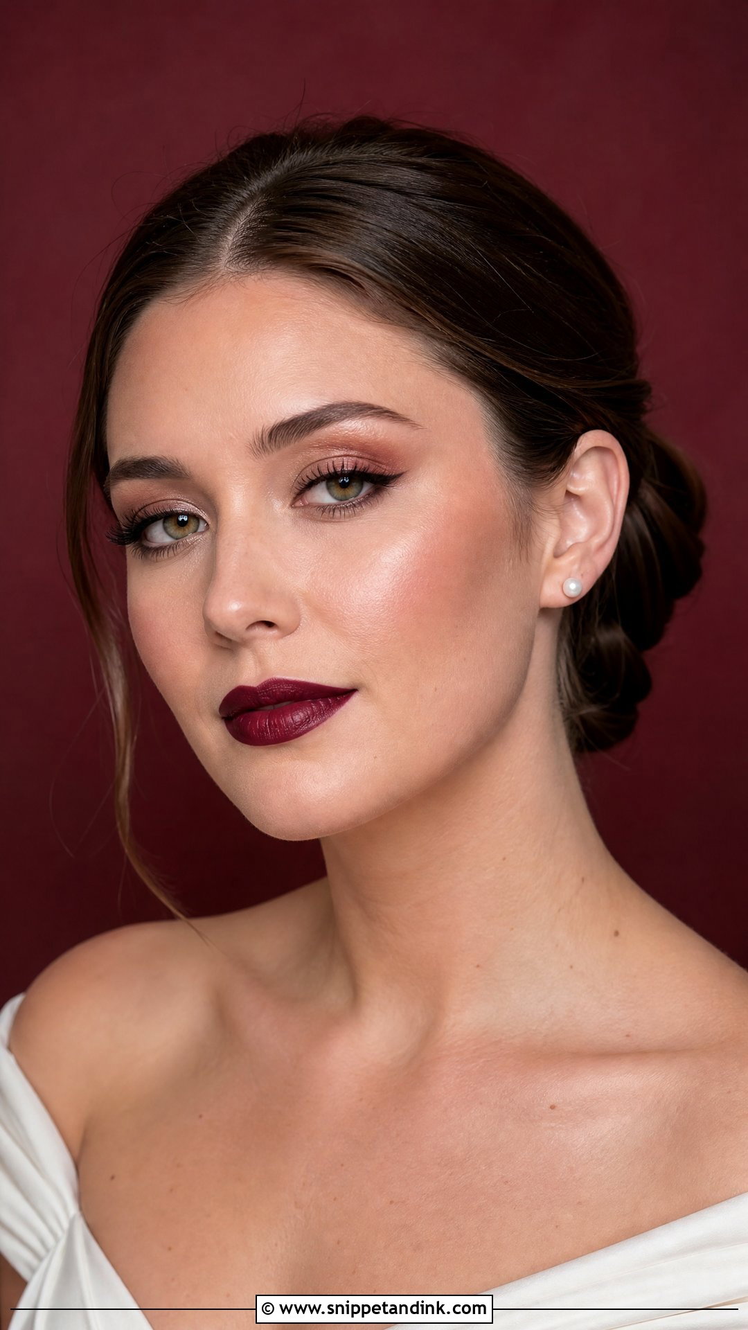 Dark Bridal Makeup With Burgundy Lip - Snippet and Ink - 20 Dark Wedding Makeup Brides