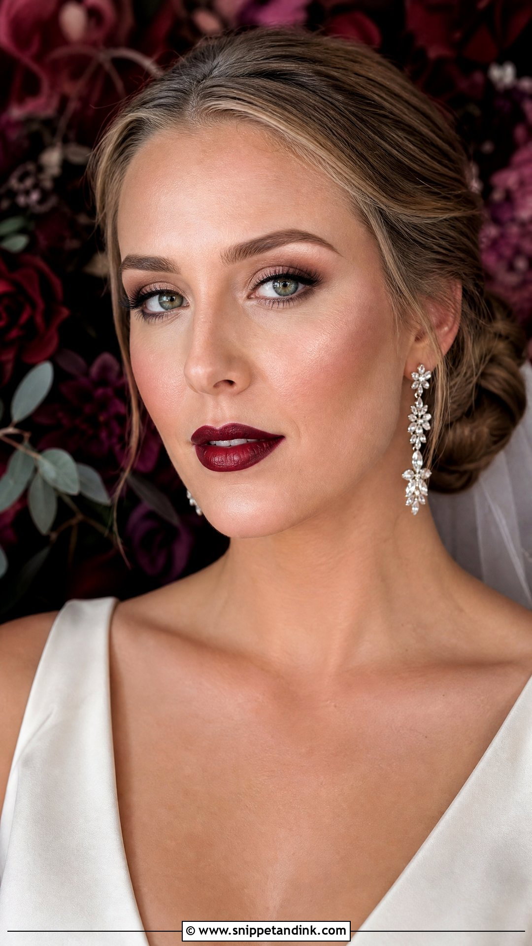 Dark Bridal Makeup With Burgundy Lip - Snippet and Ink - 25 Dark Wedding Makeup Ideas