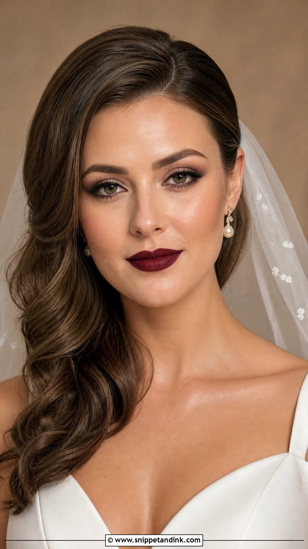 Dark Bridal Makeup With Burgundy Lip - Snippet and Ink - 20 Dark Bridal Makeup Ideas