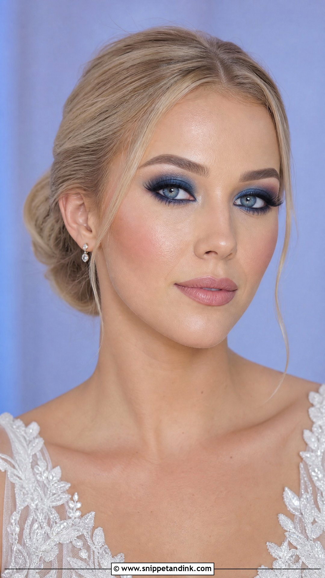 Dark Bridal Makeup With Navy Smokey Eye - Snippet and Ink - 20 Dark Bridal Makeup Ideas
