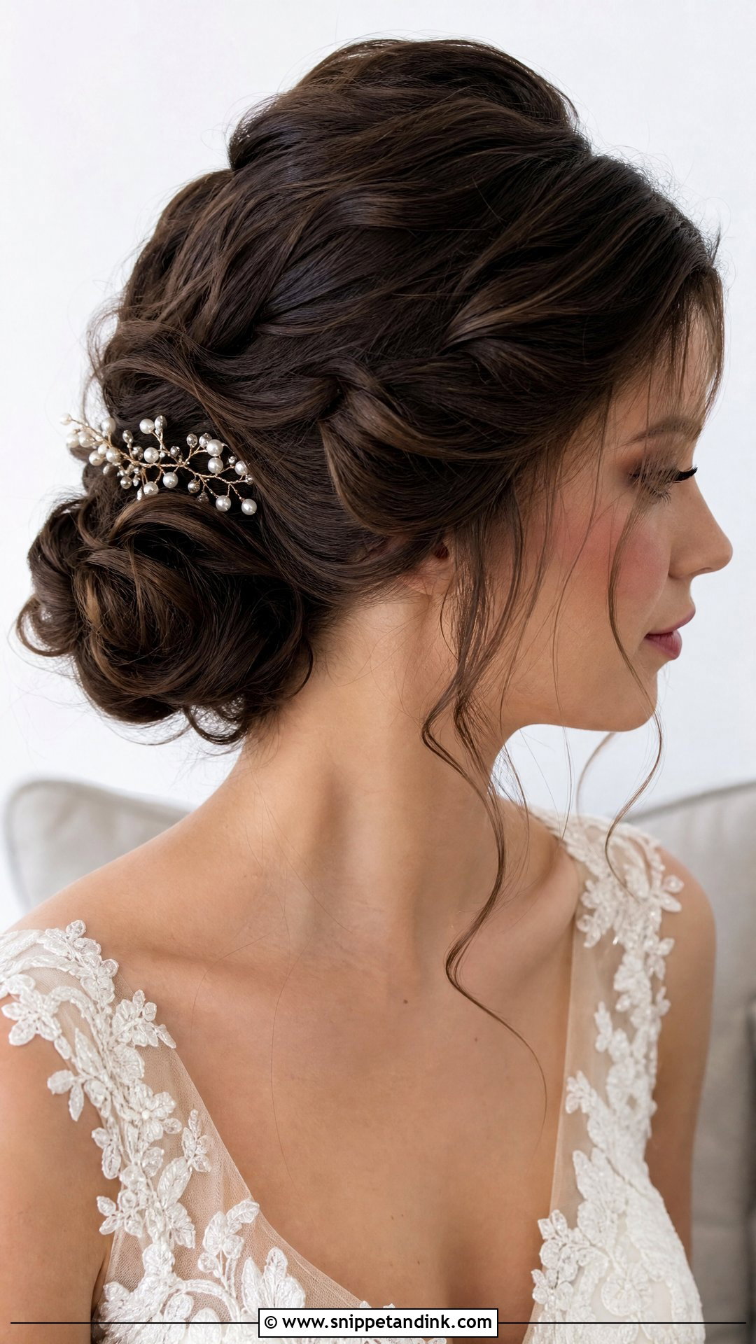 Dark Bridal Textured Chignon - Snippet and Ink - 15 Dark Bridal Hair Ideas