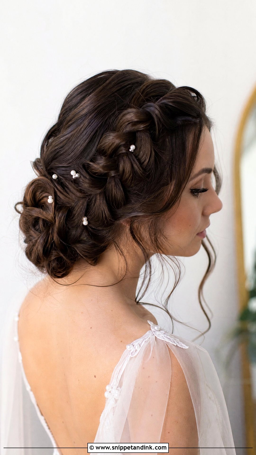 Dark Brown Bridal Braided Updo - Snippet and Ink - 15 Dark Brown Bridal Hair Ideas